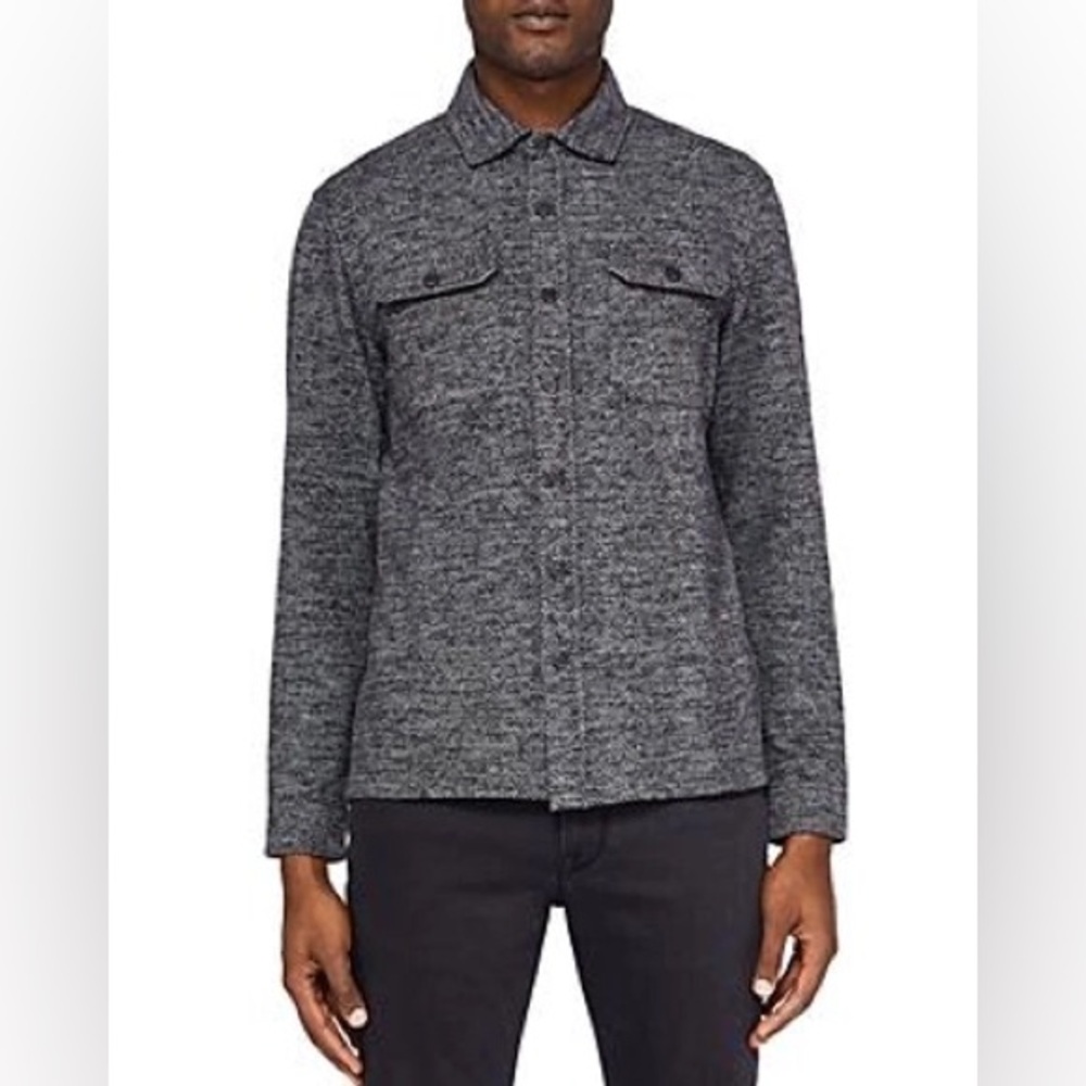 Ted Baker Chelts Slim Fit Herringbone Overshirt Shirt in Charcoal Size 4